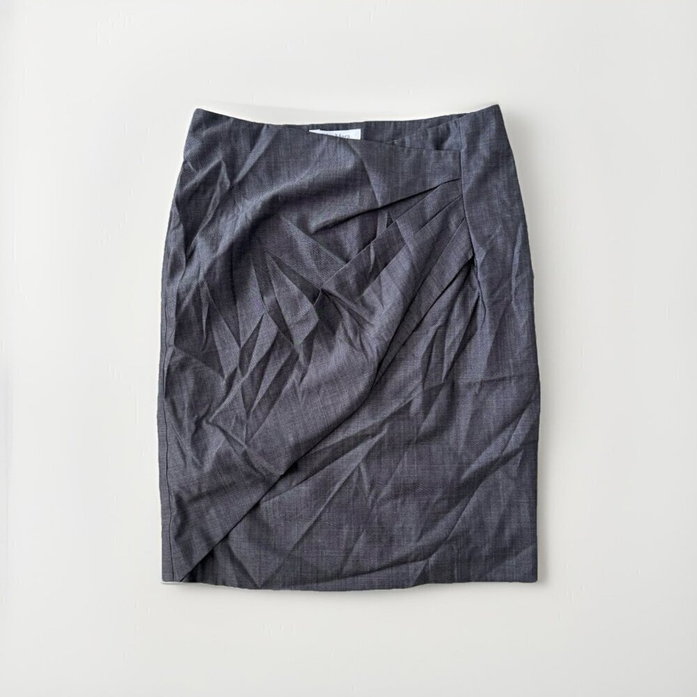 Max Mara Womens Pencil Skirt Gray Size Large Faux Wrap Side Zipper